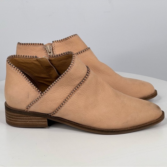 Lucky Brand Booties Beige Leather Ankle Boots Western Cowgirl Boho Cottage 6.5 - Picture 7 of 17